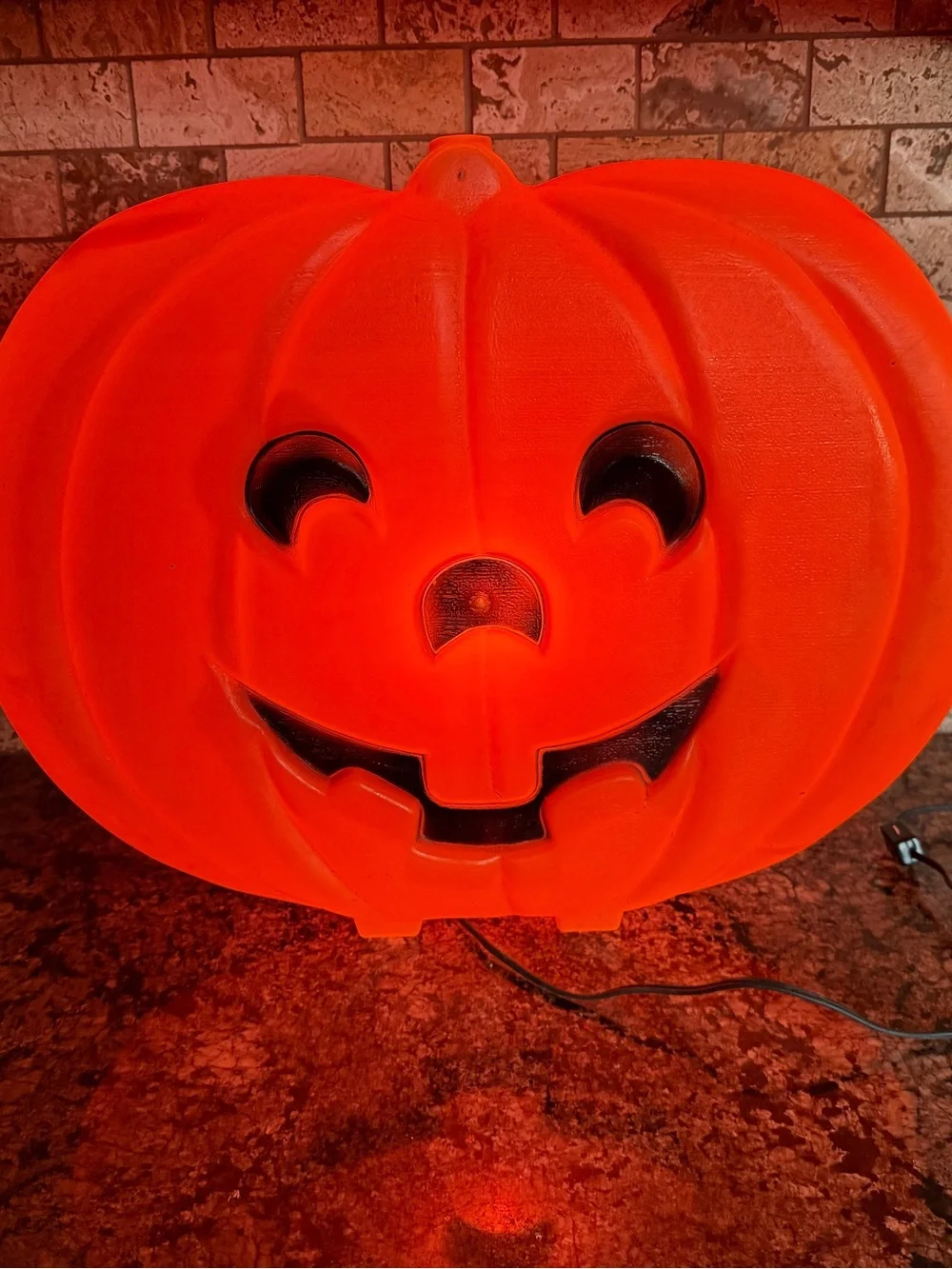 Vintage Blinky Glow Lite Electric Pumpkin Window Light Blow Mold Halloween.